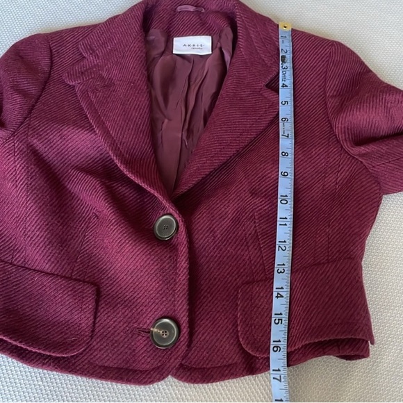 Akris Punto 100% Wool Cropped Purple Jacket Size 8 - Picture 6 of 13